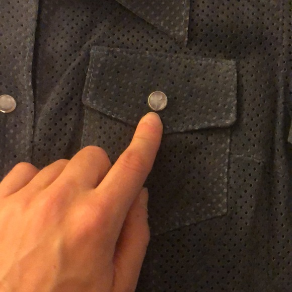 🔥SOLD🔥90s VTG 100% Suede Mesh Gray Western Cowgirl Long Sleeve Button Down - Picture 10 of 11